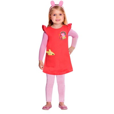 AMSCAN  costume Peppa filles rouge/rose 2-3 ans 3-pi&egrave;ces