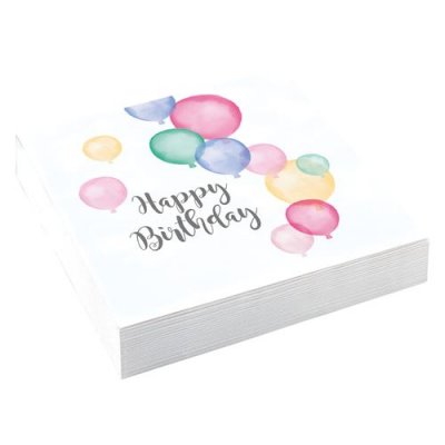 AMSCAN  Lot de 20 Serviettes Happy Birthday Pastel 33 x 33 cm