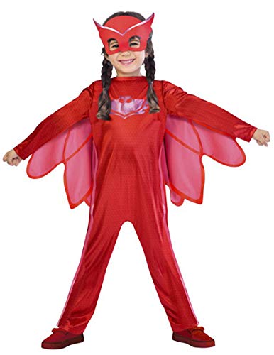 AMSCAN  PJMASQUES BIBOU-Owlette Deguisement, 9902950, Rouge, 7/8 ans