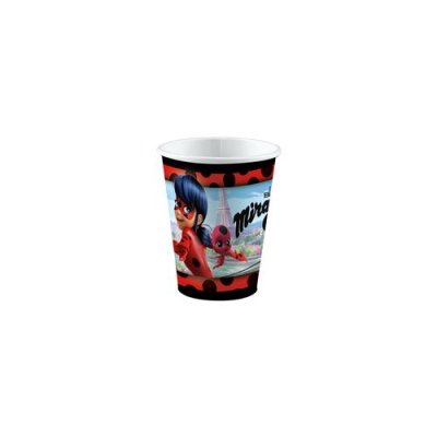 AMSCAN  tasses de f&ecirc;te Miraculous 250 ml 8 pi&egrave;ces rouge/noir