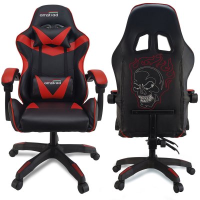 AMSTRAD  Ams-800-red-skred Chaise De Bureau Gamer Noir & Rouge - Design ""t&ecirc;te De Mort