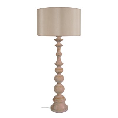 TOSEL ANAIS - Lampe a poser colonne bois taupe
