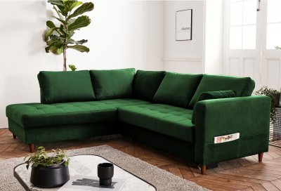 BEST MOBILIER Anna - canap&eacute; d'angle convertible - 5 places - style contemporain - gauche couleur - vert