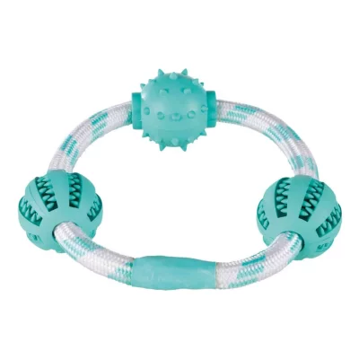 TRIXIE Anneau Corde Avec Balles Denta Fun, &Oslash; 20 Cm - Mon Animalerie