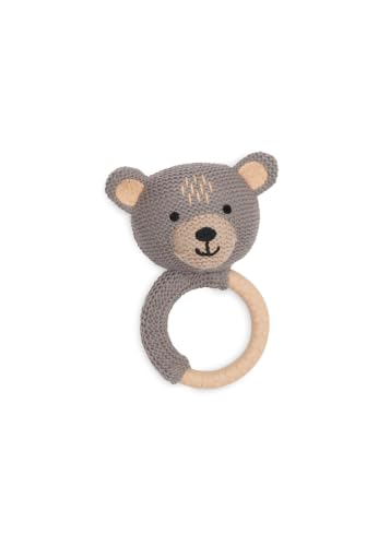 JOLLEIN Anneau De Dentition Ours - Tissu Tricot&eacute; - Coton -  - B&eacute;b&eacute; Gris