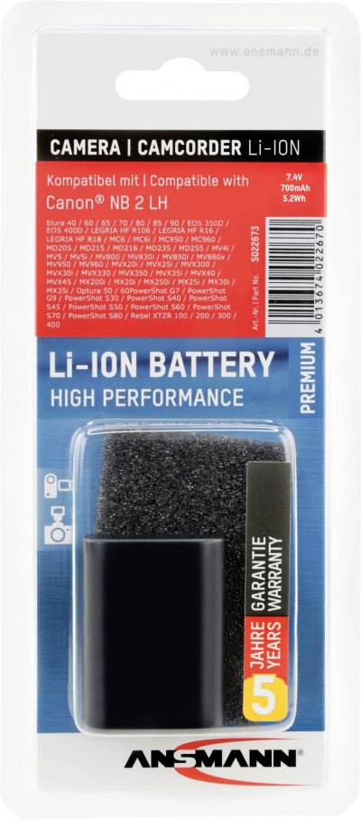 ANSMANN  A-Can NB 2 LH, Batterie appareil photo