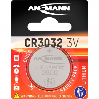 ANSMANN  pile bouton 3V Lithium CR3032, blister 1 pi&egrave;ce (1516-0013)