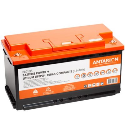 ANTARION  Batterie Lithium 105Ah POWER + Connect&eacute;e - Camping-car