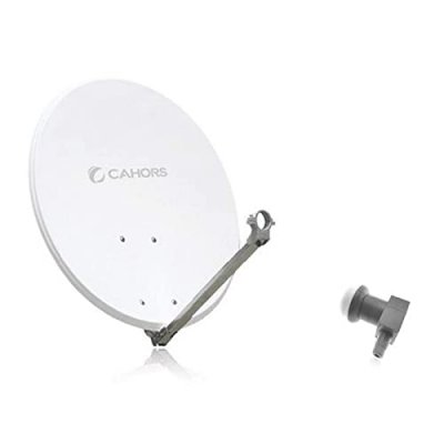 CAHORS Antenne Parabole Satellite ACIER  ANT 65HD + LNB Single - 65 CM, Gain 36,3 dB, 12,625 GHz