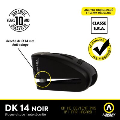 AUVRAY Antivol bloque disque dk 14 (&Oslash; 14mm) noir mat (classe sra)