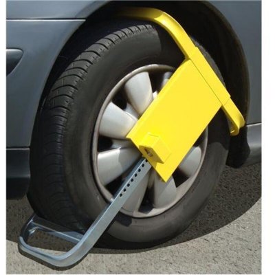 MOTTEZ Antivol bloque roue voiture ou caravane - A068P - Jaune - 