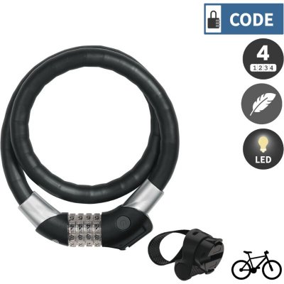 ABUS Antivol velo  a code lumineux Raydo Pro 1460/85 + support - Noir
