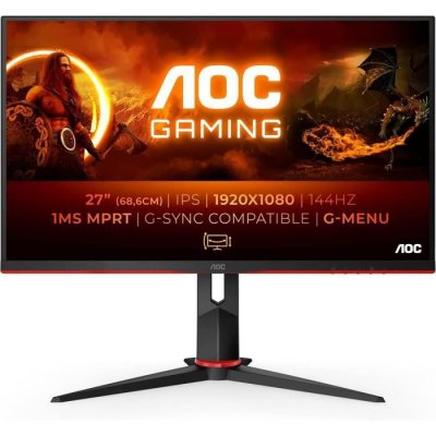AOC  27G2 Ecran Gamer 27 FHD LED 144Hz HDMI FreeSync Noir Noir, Rouge