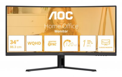 AOC  &Eacute;cran Incurv&eacute; Gaming Cu34b3e 34&acute;&acute; Uwqhd 120hz
