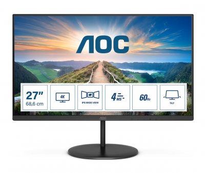 AOC  ecran pc 27 ips 3840x2160 60hz 4ms 2wx2 100x100