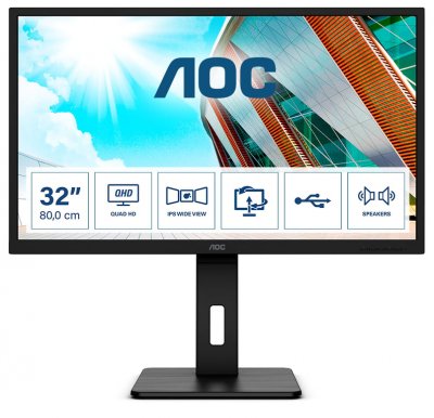 AOC  P2 Q32P2 &eacute;cran Plat de PC 80 cm (31.5"") 2560 x 1440 Pixels 2K Ultra HD LED Noir