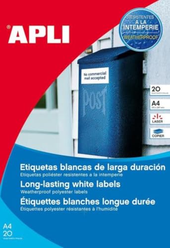 GENERIQUE Apli 001226 Etiquettes R&eacute;sistant aux intemp&eacute;ries 64,6 x 33,8 mm Blanc