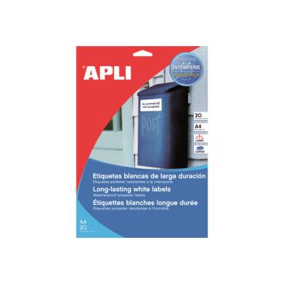 APLI  001228 Etiquettes R&eacute;sistant aux intemp&eacute;ries 210 x 297 mm Blanc