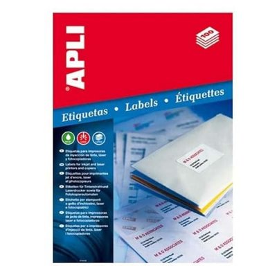APLI  01273- Etiquettes banches pour imprimante A4 100 feuilles
