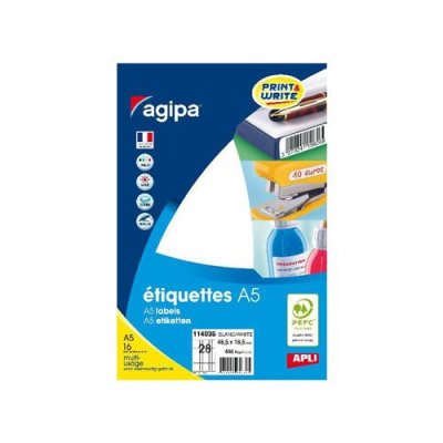 AGIPA APLI 114036 - Etui 448 &eacute;tiquettes multi-usage 48,5 x 18,5 mm