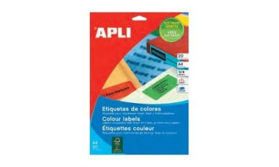 APLI  12994 &Eacute;tiquettes vertes permanentes 105,0 x 148,0 mm 20 feuilles