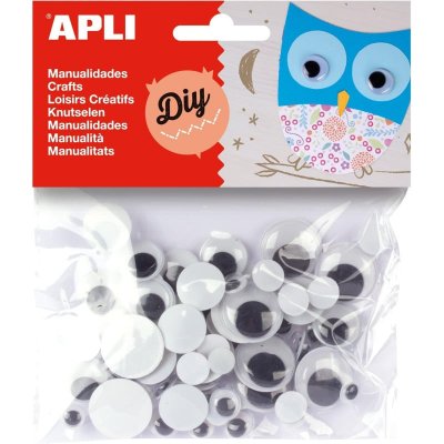  APLI 13058 - Sachet de 75 yeux mobiles ronds noirs - Mat&eacute;riel loisirs cr&eacute;atifs.