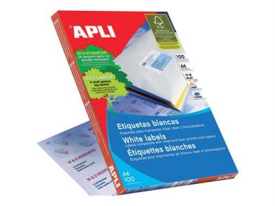 APLI  707565 - Pack de 100 &eacute;tiquettes Blanches pour Imprimante 99.1X34