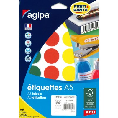 GENERIQUE APLI-AGIPA 10098 Pastille Adh&eacute;sive 30mm Pochette Lot de 168 Bleu