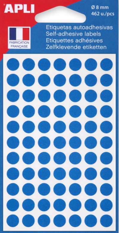 AGIPA APLI- 44892 Pastille Adh&eacute;sive 8 Mm Pochette Lot de 462, Bleu