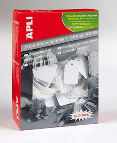 AGIPA Apli - Bo&icirc;te de 1 000 &eacute;tiquettes suspendues blanches 18 x 29 mm 389