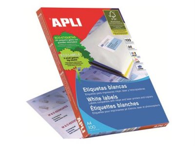 APLI  &eacute;tiquettes blanches permanentes 63,5 x 38,1 mm 100 feuilles