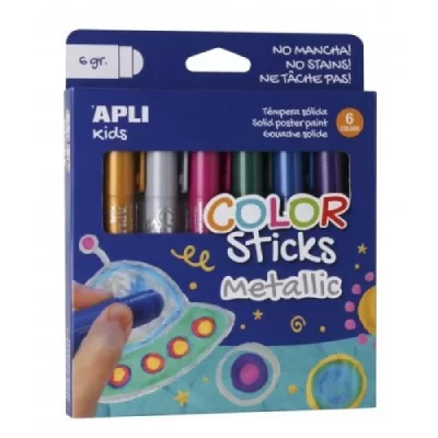 APLI  Kids 14405 - Pack de 6 Tubes Gouache Solide - M&eacute;tallis&eacute; - 6g