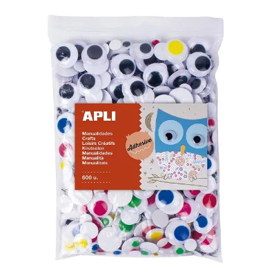 APLI KIDS  17444 - Sachet de 600 Yeux Mobiles de Couleurs Assorties