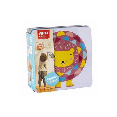 APLI AGIPA Apli kids Jeu de gommettes en bo&icirc;te m&eacute;tal lion, 14590, Multicolore, 18 x 18 x 6.7 cent&iacute;metros