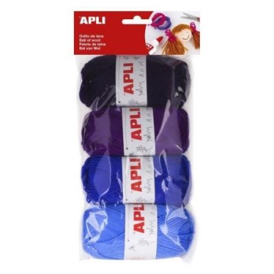 APLI  pelotes de laine ton bleu - 4 unit&eacute;s 014092