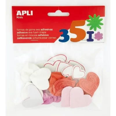 APLI  pochette de 52 coeurs mousse - adh&eacute;sive a paillettes spi-234529