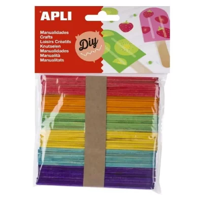  APLI Sachet de 50 b&acirc;tons - En bois Couleurs assorties