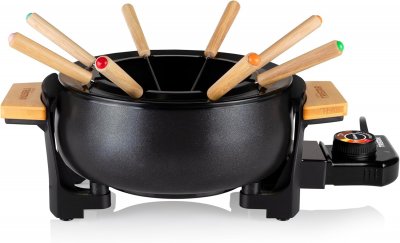 TRISTAR Appareil &agrave; fondue bois et bambou 1000 W pour 8 personnes - Neuf