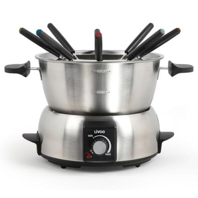 BM TOOLS Appareil &agrave; fondue &eacute;lectrique DOC263 - 8 personnes, 1,8L, 1000W, accessoires inclus