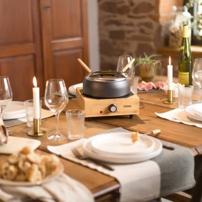 LIVOO Appareil &agrave; fondue &eacute;lectrique  DOC287 800 W Noir et bois