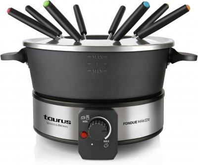 TAURUS WHITE & BROWN Appareil &agrave; fondue noir 1000 W 2 L pour 8 personnes