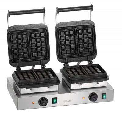 BARTSCHER Appareil &agrave; gaufre double bruxelles - 60 x 100 mm, hauteur 32 mm -  - - fonte 600x470x250mm
