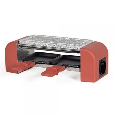 BM TOOLS Appareil &agrave; raclette 2 personnes connectable, 450W, Pierre naturelle, Rouge