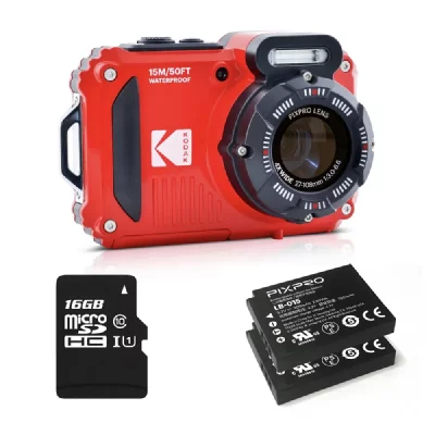 KODAK Appareil photo Compact  WPZ2 Rouge Pack 2e batterie+carte SD 16g