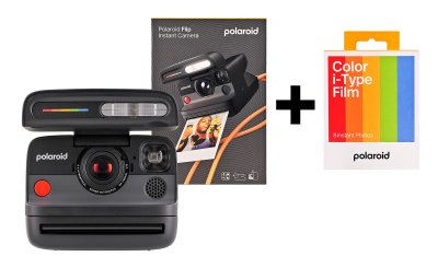 POLAROID Appareil photo instantan&eacute;  Flip Noir + pack de film couleur 8 photos 