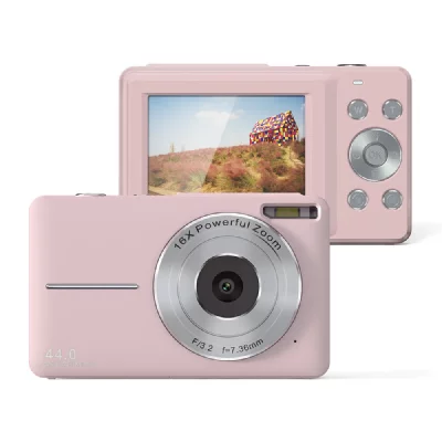 INF Appareil photo num&eacute;rique 44MP/1080P/16X zoom num&eacute;rique/lumi&egrave;re de remplissage Rose