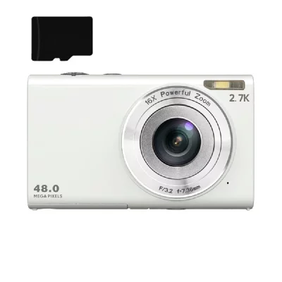 INF Appareil photo num&eacute;rique 48MP 2,7K FHD zoom num&eacute;rique 16X, webcam, mise au point automatique Blanc