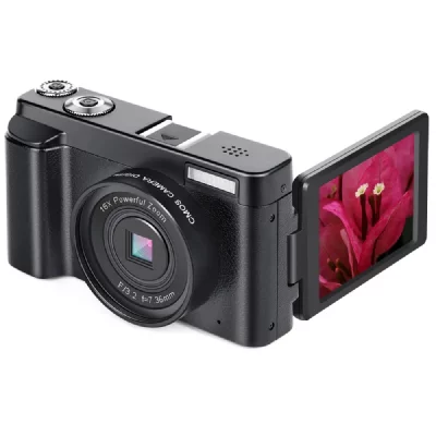 INF Appareil photo num&eacute;rique 4K 48MP, &eacute;cran IPS de 3,0 pouces, mise au point fixe Le noir