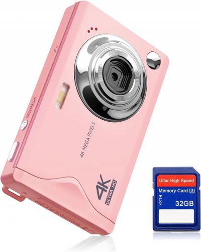  Appareil Photo Num&eacute;rique 4K 48MP FHD - Zoom 16x - &Eacute;cran 3,0"" - Compact - Carte 32GB Offerte - rose