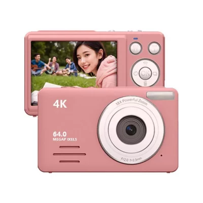 YONIS Appareil Photo Num&eacute;rique 4k Hd Avec Zoom 18x Et &Eacute;cran 2.88 Pouces Pour Enfants Rose 2 
